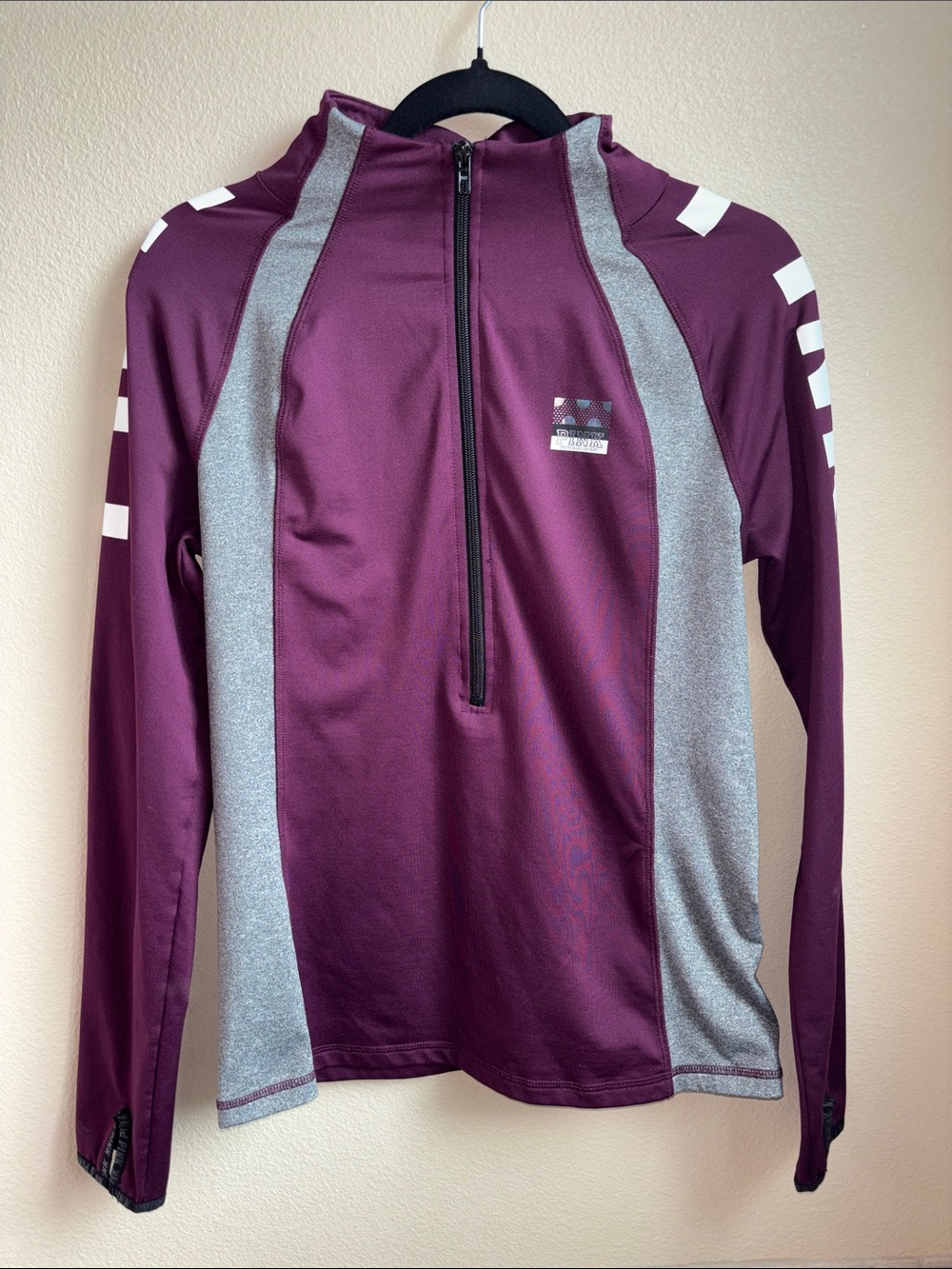 Victoria’s Secret PINK Ultimate Quarter Zip Pullover Burgundy Gray M